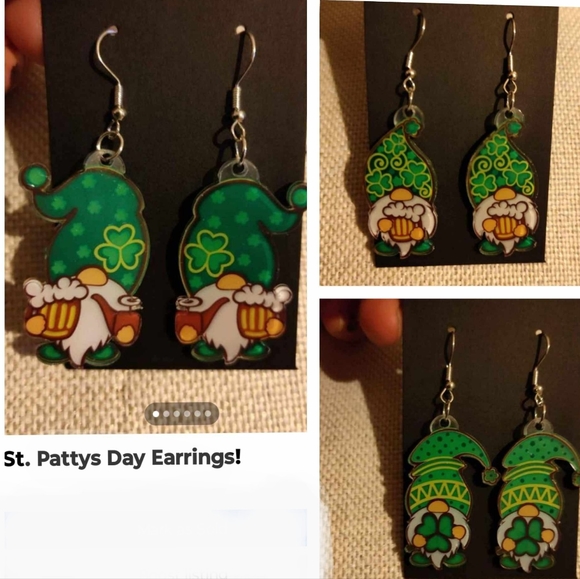 3 St. Patty's Day Gnome Earrings - Picture 1 of 4